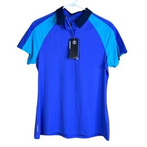 Under Armour Golf Iso-Chill HeatGear Fitted Polo Shirt Blue Size Medium NWT